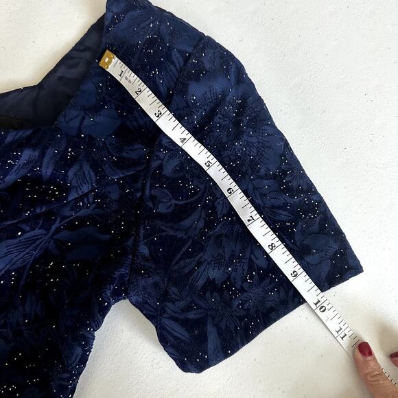 Vintage 80's Nite Kraze Dark Blue/Black Velvet, Studded, Cocktail Dress- 7/8 - Picture 12 of 12